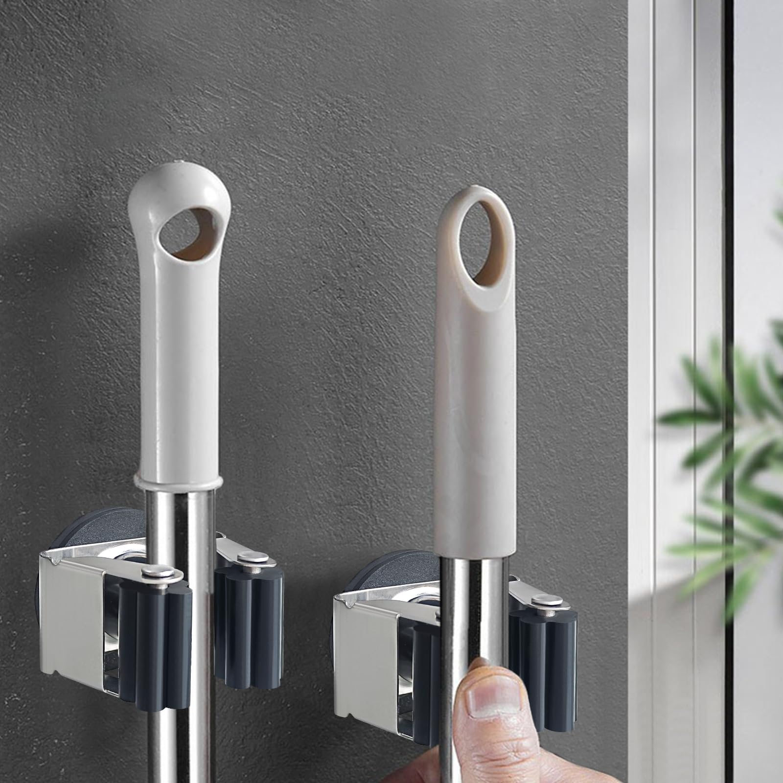 Amazon.co.jp: マグネット式モップほうきホルダー 2個 可動式